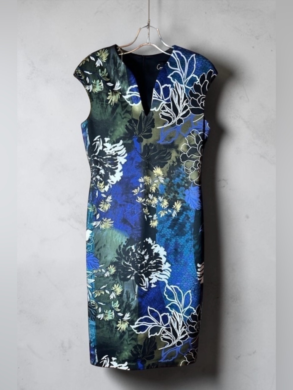 NWT Connected Apparel Floral Sheath Dress Size 8 Blue Green Cocktail